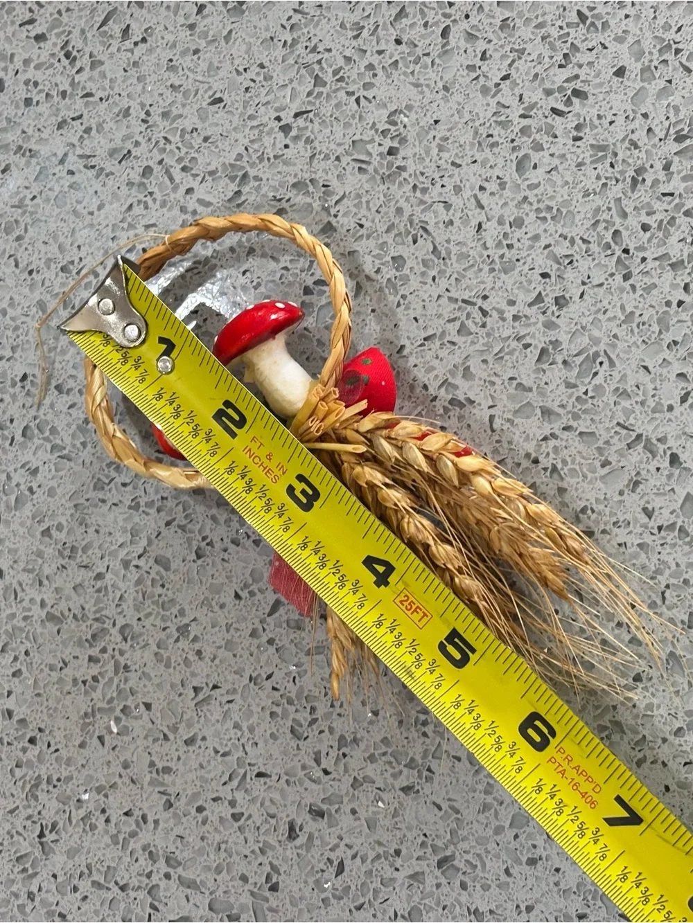 Hand Crafted Red Mushroom and Wheat Holiday Hanging